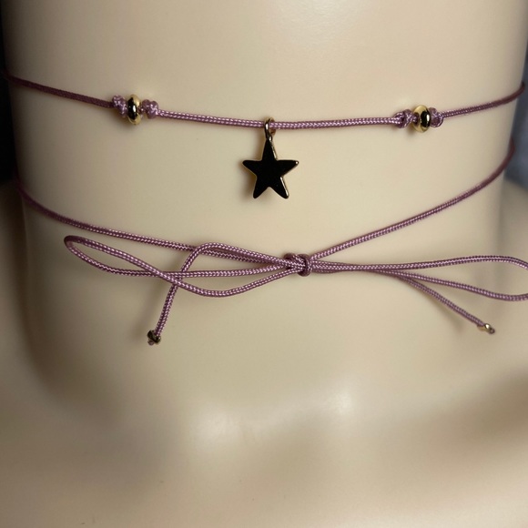 Dainty Pink Wrap Bow Tie Bracelet Choker Necklace - Picture 1 of 1